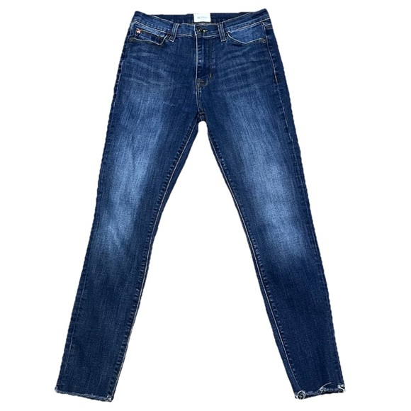 Hudson 27 Blair High Rise Super Skinny Stretch Blue Jeans Preppy Raw Hem Grunge - Picture 1 of 7